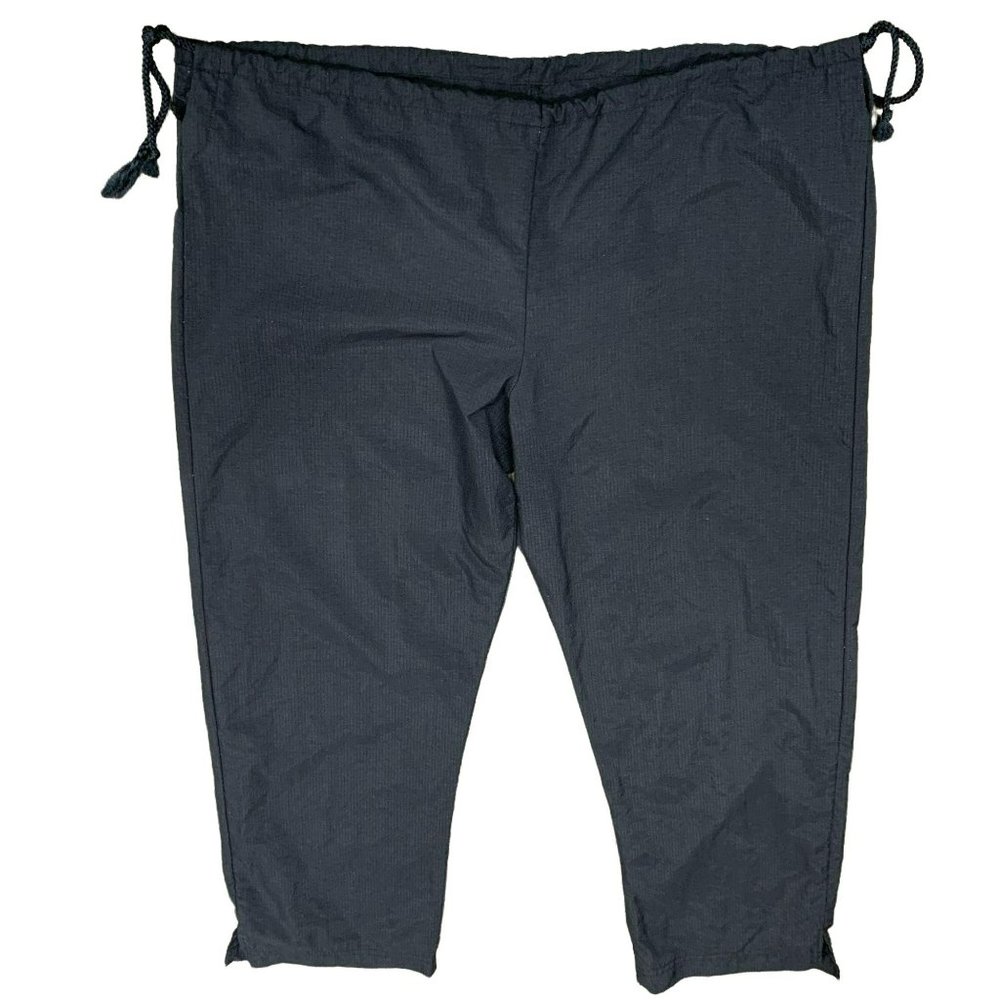 Becca Sport Self Tie Drawstring Side Cropped Capri Pants In Black size Medium